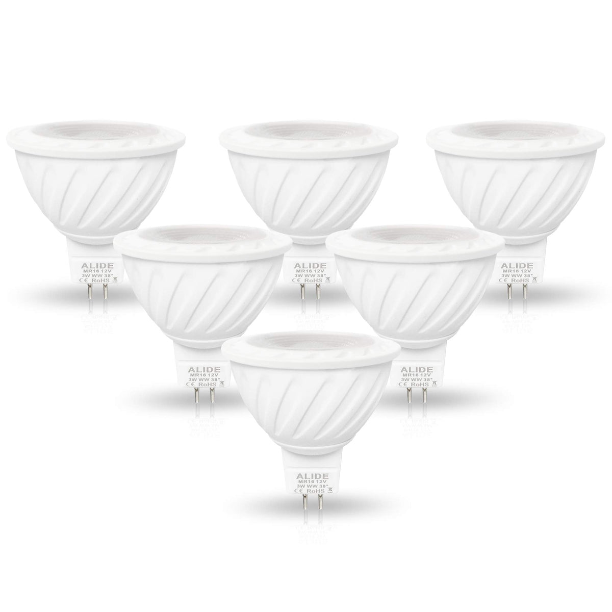 ALIDE MR16 3W LED bulbs pack for easy halogen replacement with bright 270lm output