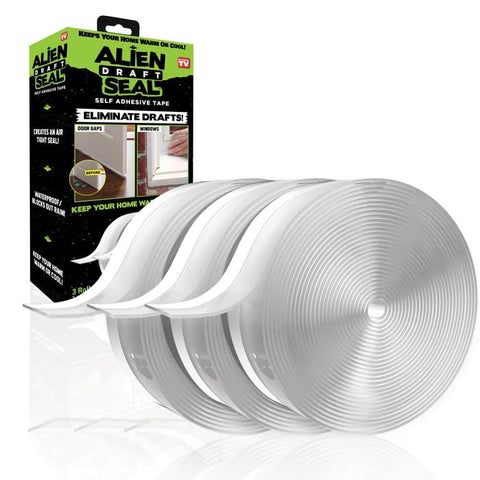 Alien Draft Insulation Tape seals door bottoms to block drafts and keep rooms warm.