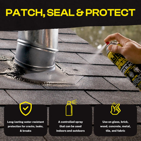 Alien Tape Sealant Spray on a roof in use, showing fast, easy sealing.