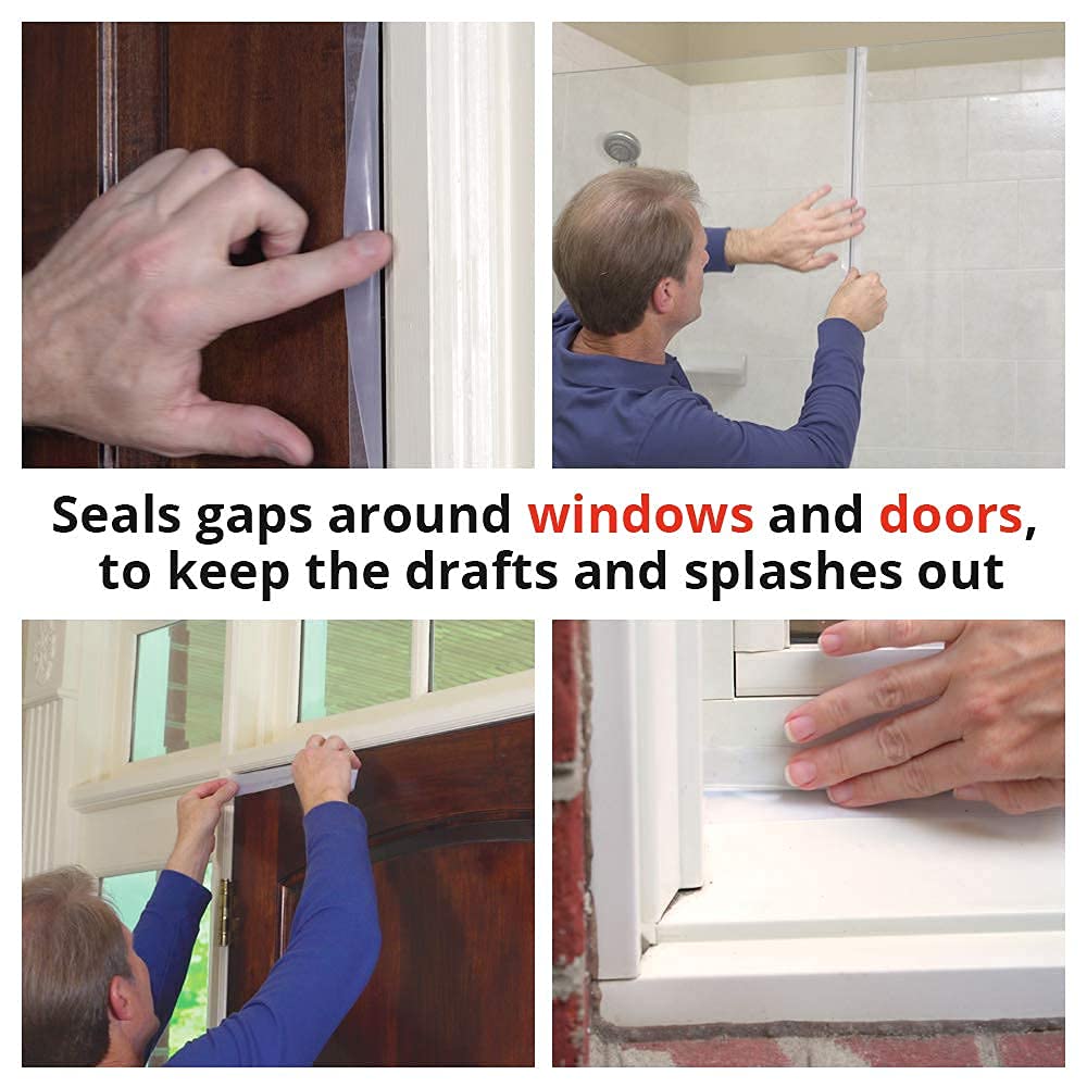 Alien Tape shower seal application prevents water spill and simplifies bathroom sealing.