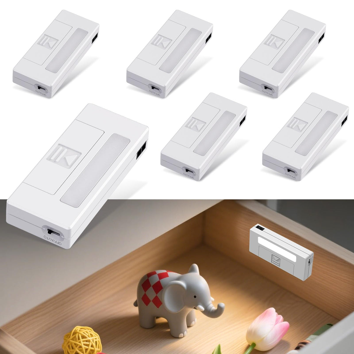 Alinana drawer lights 6-pack illuminate drawers at a glance, energy-saving and easy to install.