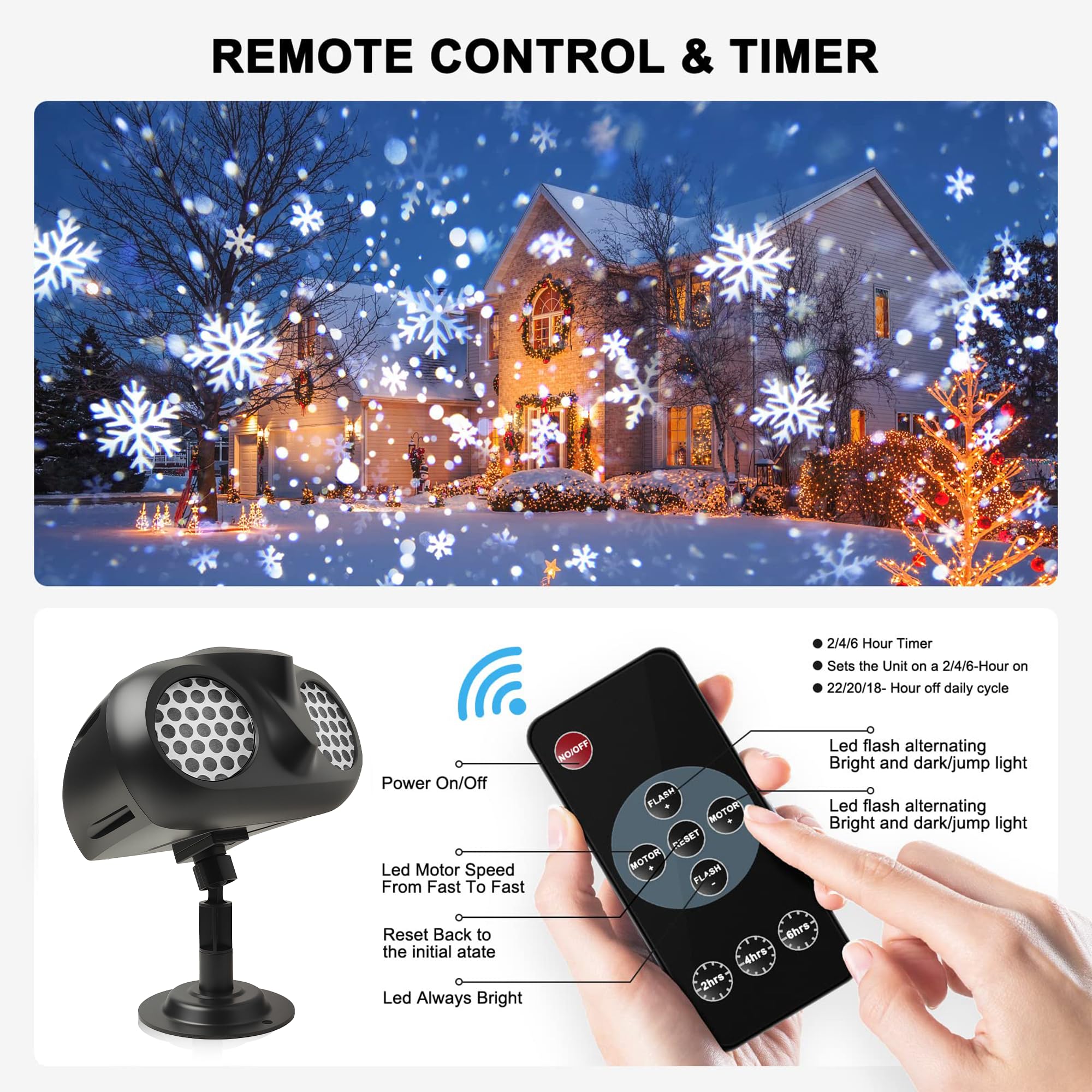 Alinkey remote-controlled projector with timer for easy scheduling.