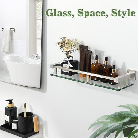 Alise 8mm tempered glass shelf offers strength and a transparent, airy look.