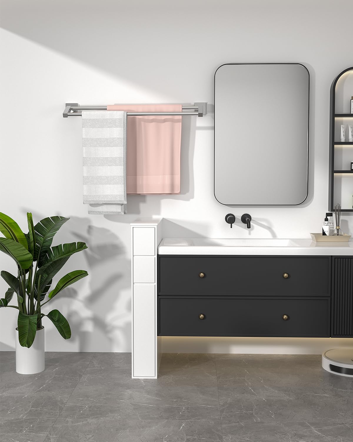 Alise dual-rod design towel rack keeps towels accessible