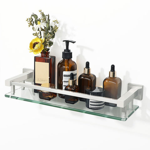 Alise wall-mounted shelf saves floor space for towels and daily items.