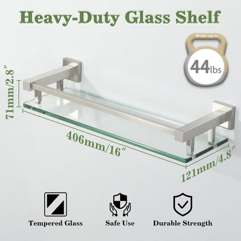 Alise floating glass shelf over the toilet keeps toiletries within easy reach.