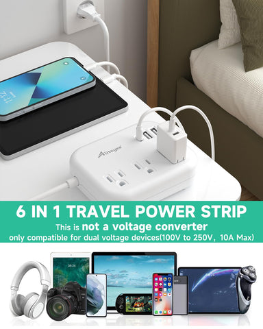 Alitayee European Travel Adapter USB ports, smart charging auto-identifies devices for faster power.