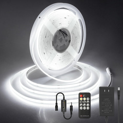 ALITOVE COB LED strip density close-up showing uniform glow for seamless lighting.