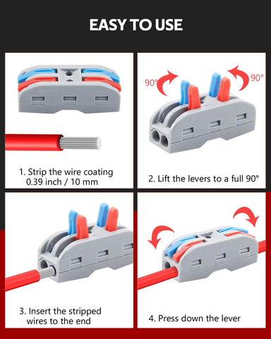 ALITOVE lever nuts save space with compact in-line terminal design.