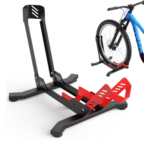 ALIXUEQIN bike stand floor front view shows sturdy steel frame for garage storage.