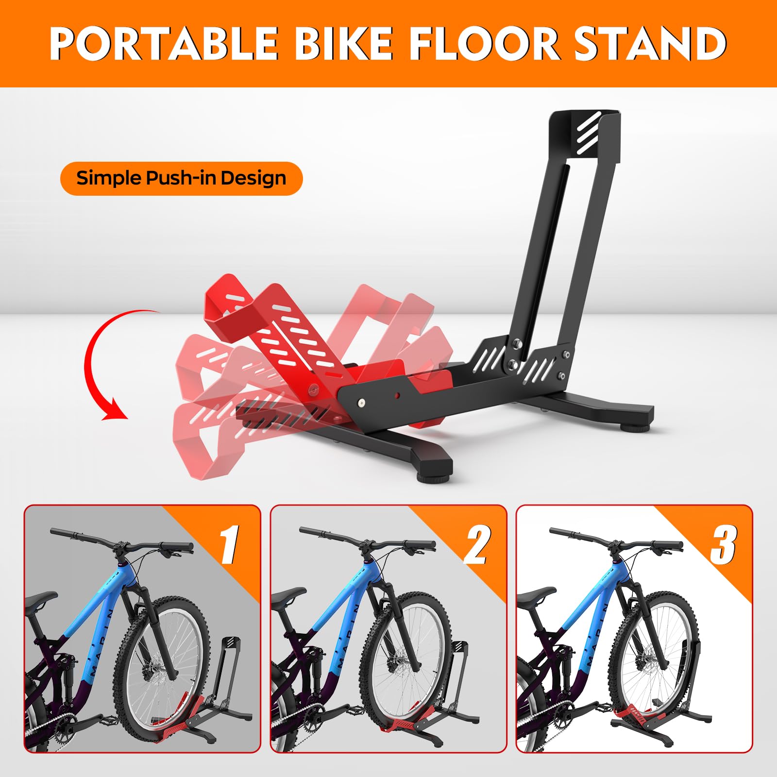 ALIXUEQIN bike stand floor in use with a mountain bike.