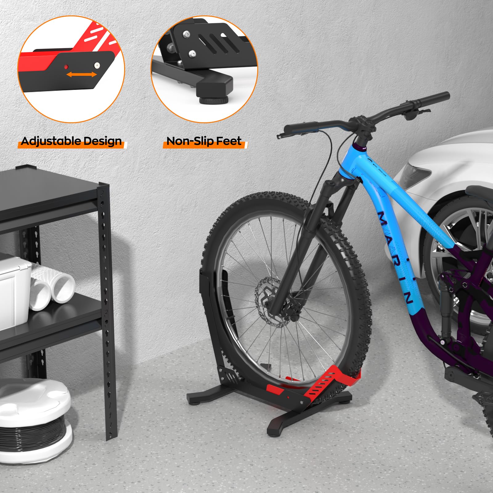ALIXUEQIN bike stand floor packaging with hardware and manual.