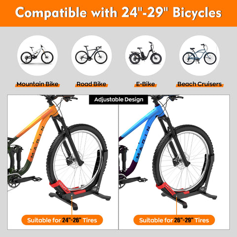 ALIXUEQIN bike stand floor side view highlighting robust support and stability.