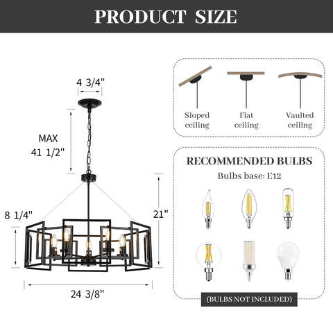 ALIYIQI 5-light chandelier in entryway adds modern industrial focal point