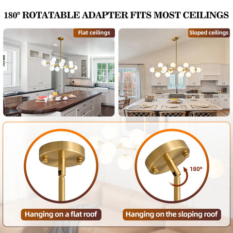 ALIYIQI chandelier over kitchen island offering bright, even lighting.