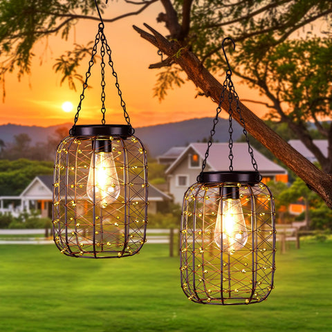 ALL FORTUNE copper-woven solar lantern showing elegant outdoor glow and copper texture