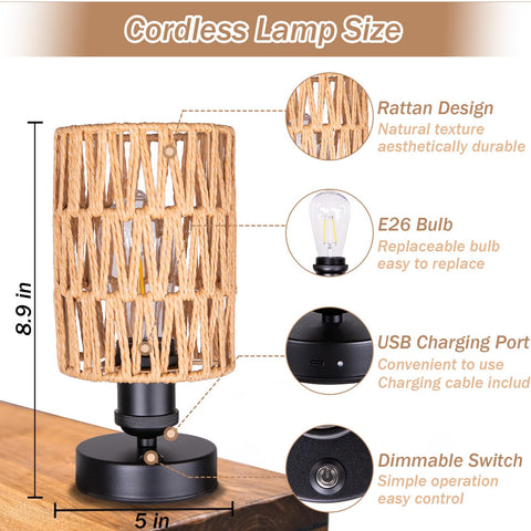 All Fortune cordless lamp beige close-up of stepless dimming control