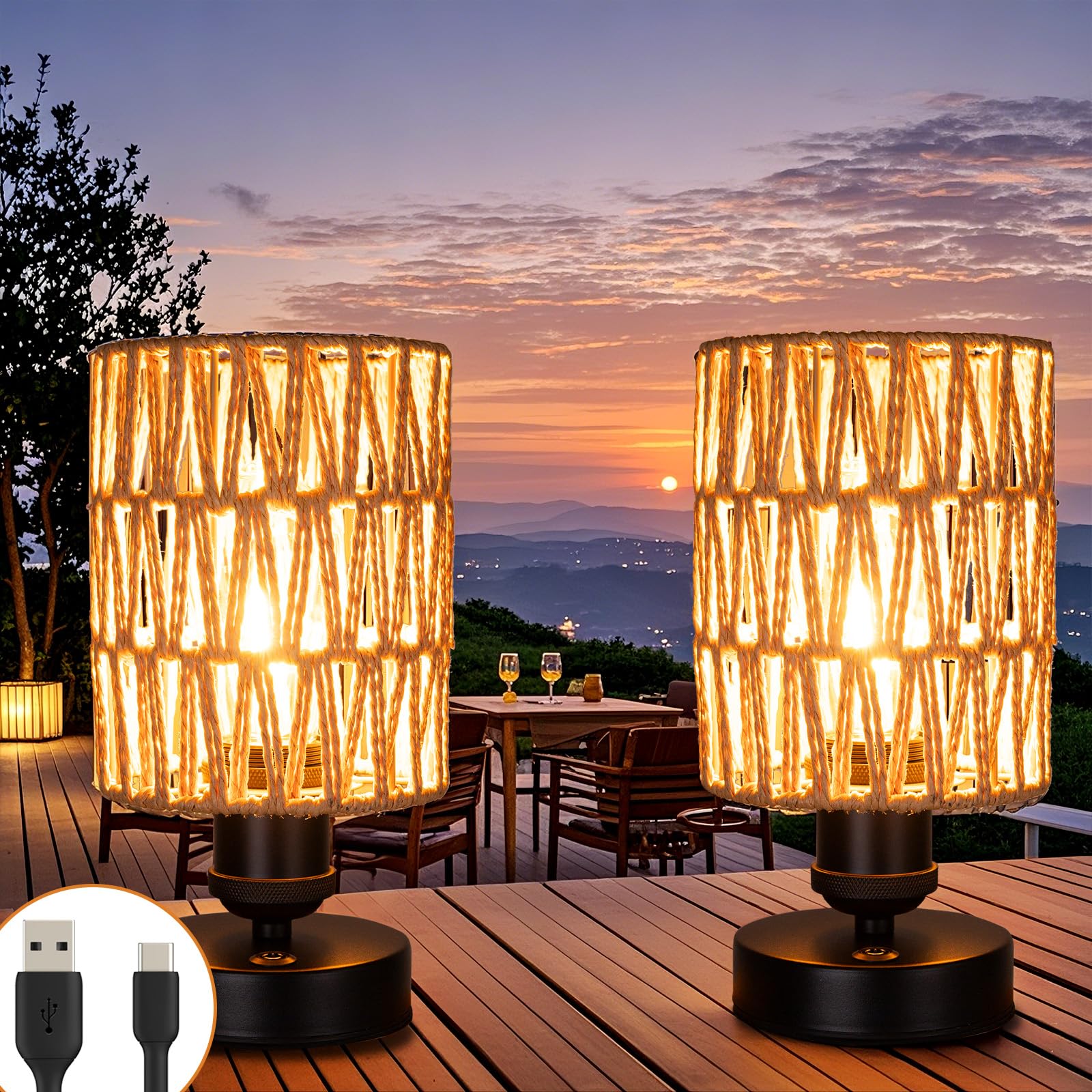 All Fortune cordless outdoor lamp beige packaging for quick setup