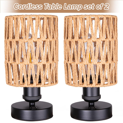 All Fortune cordless outdoor lamp beige on a cozy patio at dusk