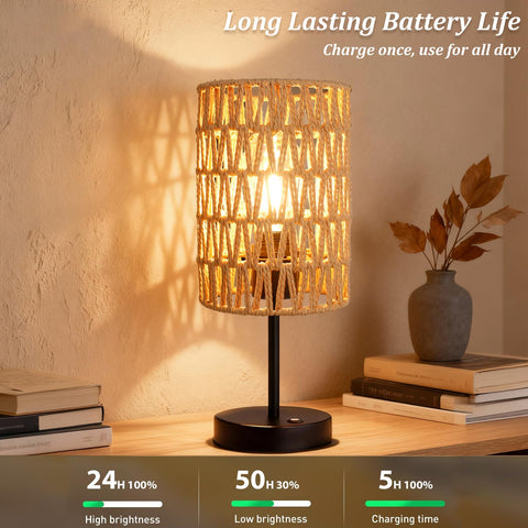 ALL FORTUNE cordless table lamp with stepless dimming for customizable mood lighting.