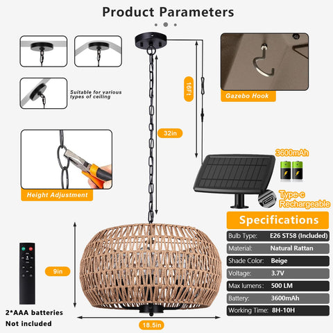 All Fortune dimmable timer-enabled solar chandelier tailors glow for evenings and gatherings