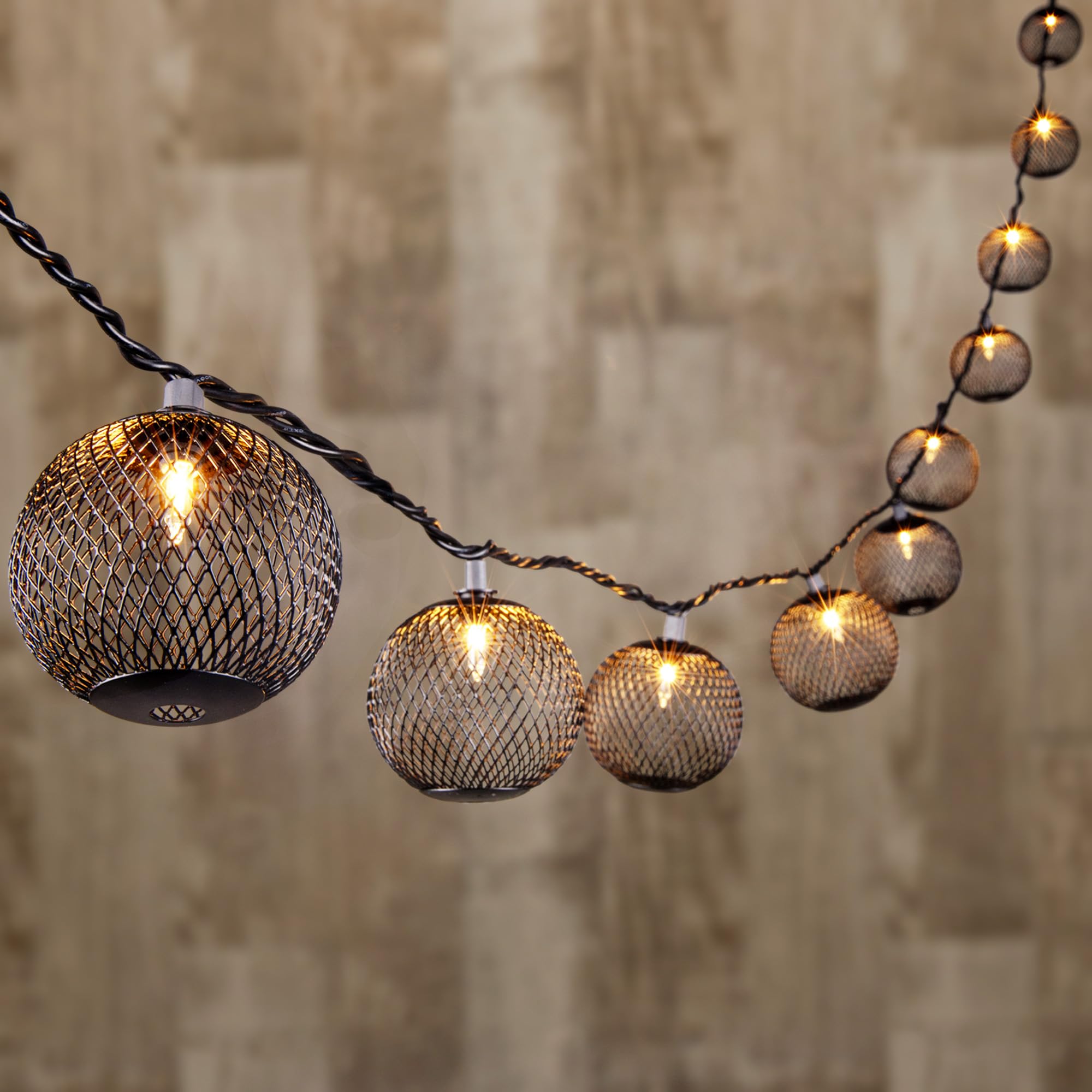 All Fortune lantern string with 10 hollow iron balls creates romantic, decorative shadows.