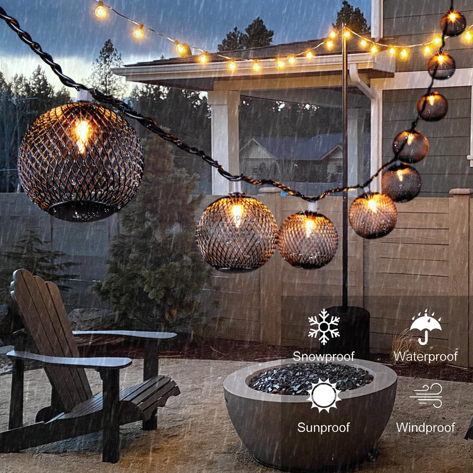All Fortune lantern string IP44 waterproof design suitable for outdoor use.