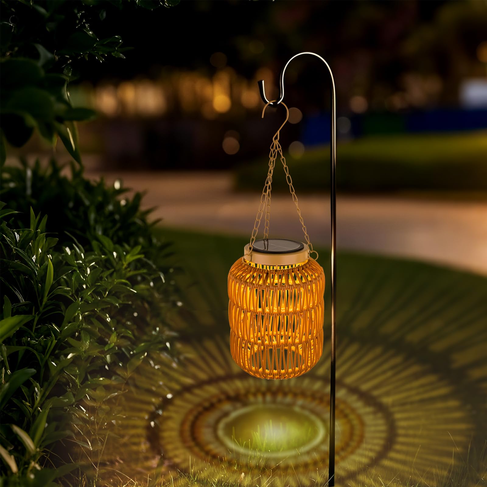 ALL FORTUNE dusk ambience lantern lighting a pathway with solar glow