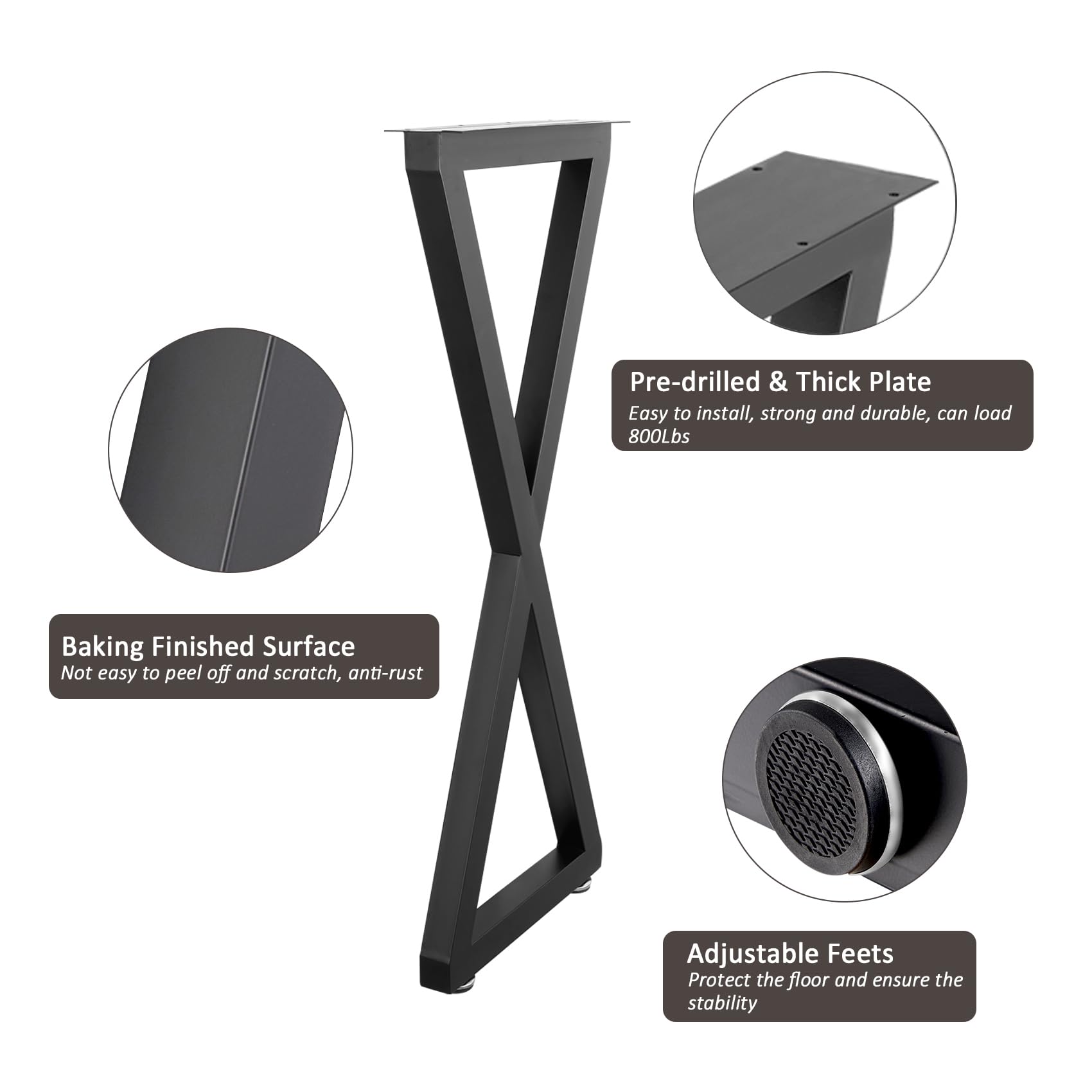 ALLCOS black finish adds durable, stylish support for home bars.