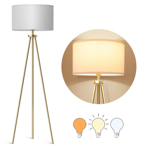 ALLDIO white drum shade atop tall tripod for soft reading light