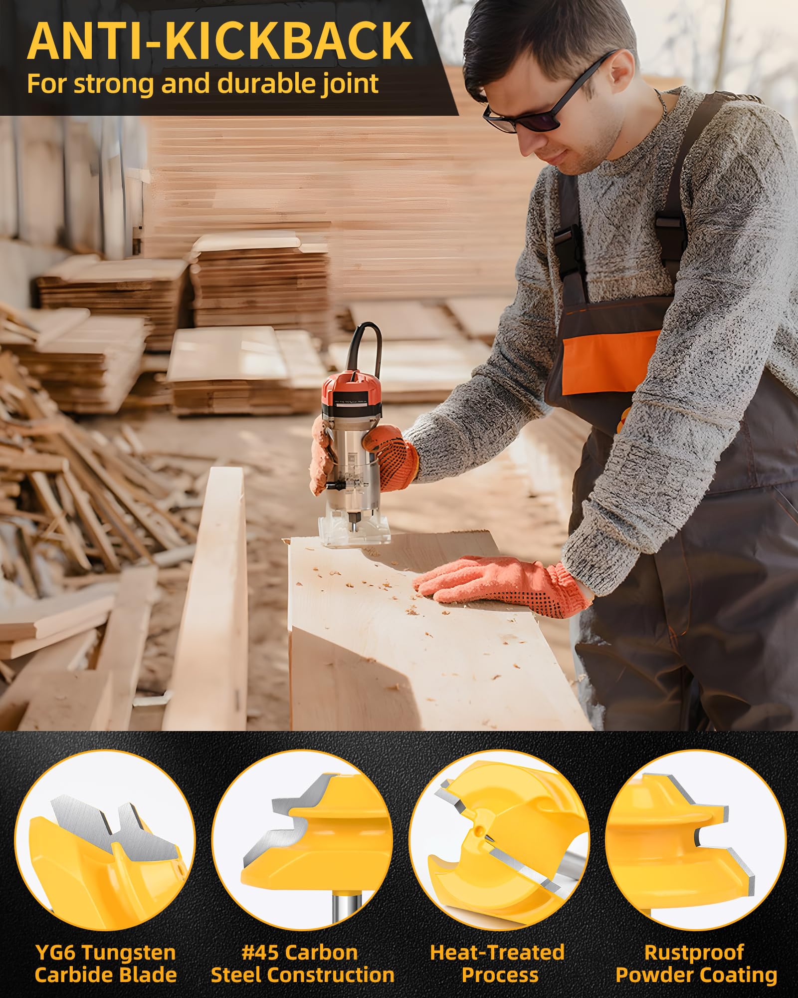 Allmake 45-degree lock miter feature close-up ideal for durable interlocking joints.