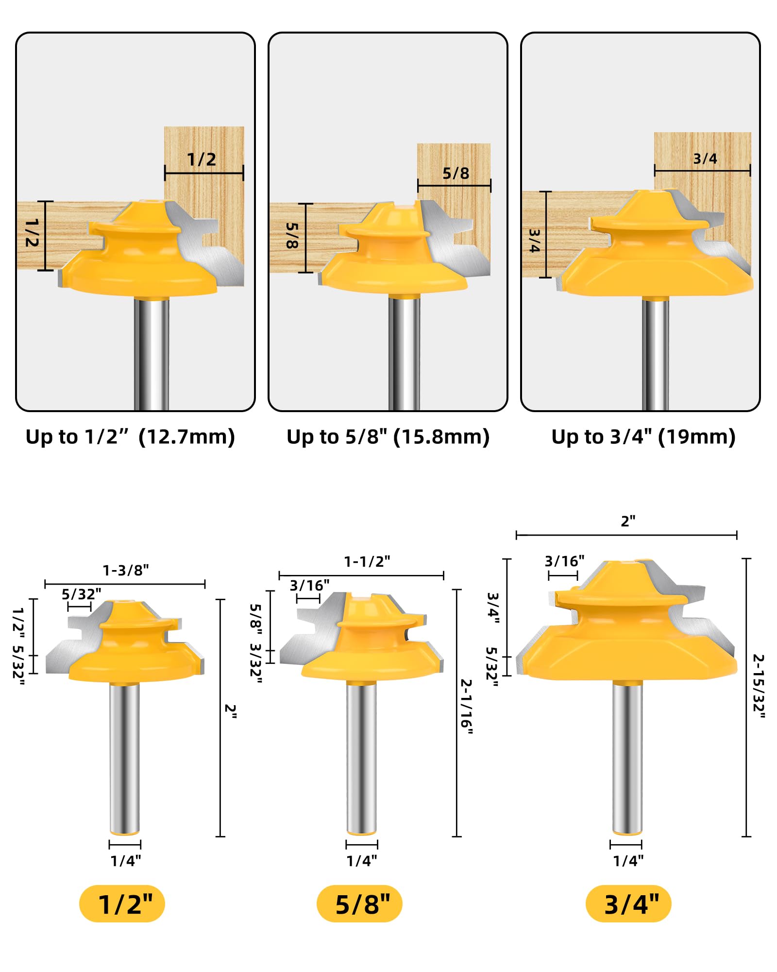 Allmake kitchen cabinet and drawer image indicates clean 45° cuts for tight fits.