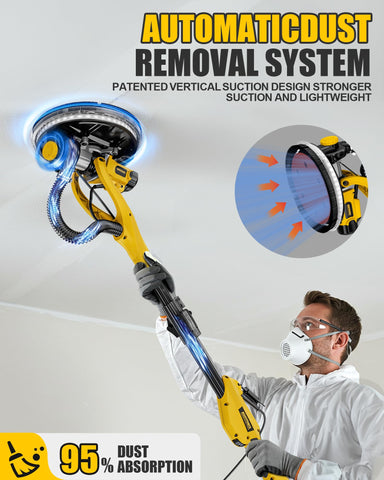 ALLOY POWER drywall sander with 360-degree head for ceilings and walls.