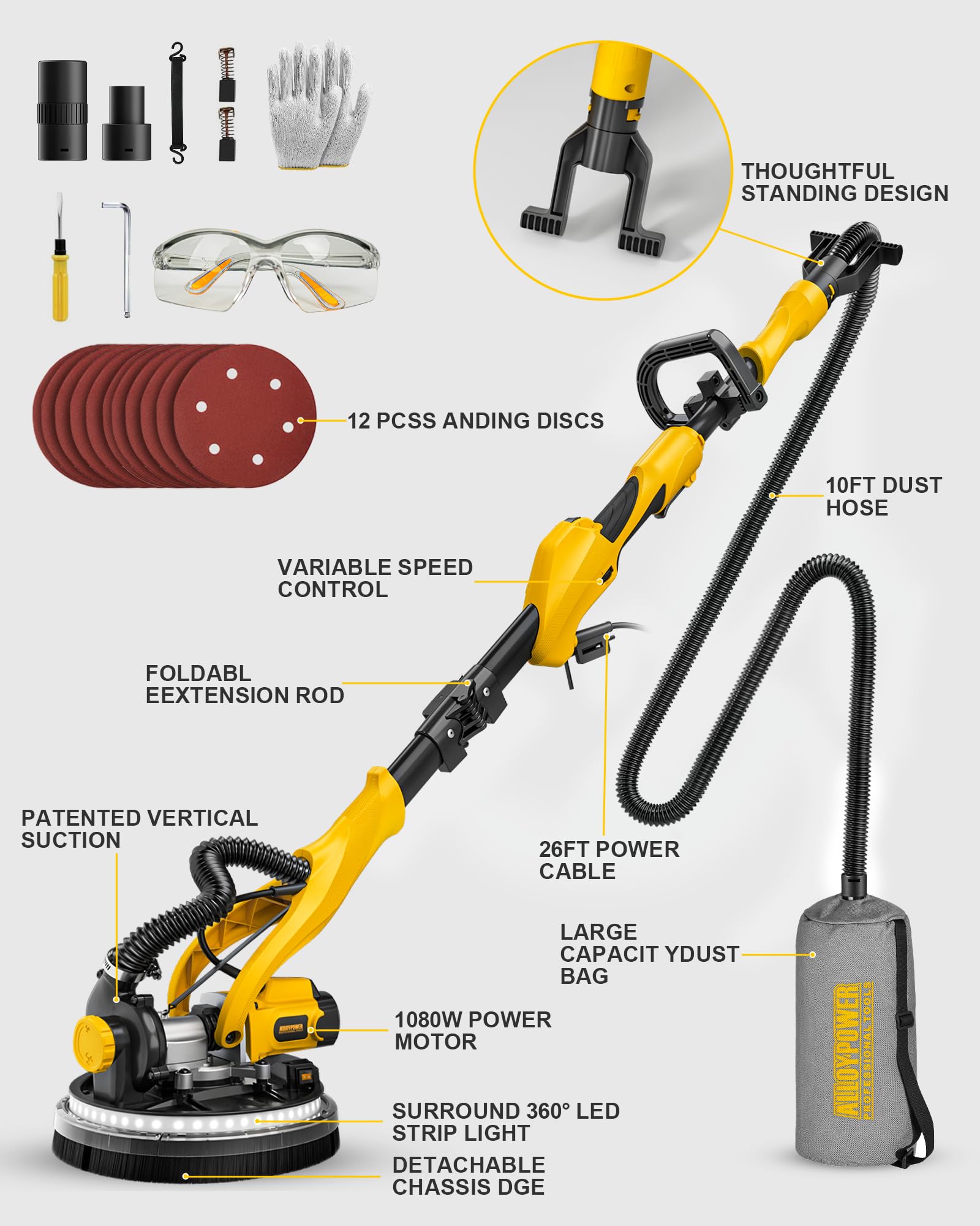 ALLOY POWER drywall sander carrying bag for organized storage.