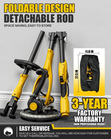 ALLOY POWER drywall sander extends reach with adjustable handle.