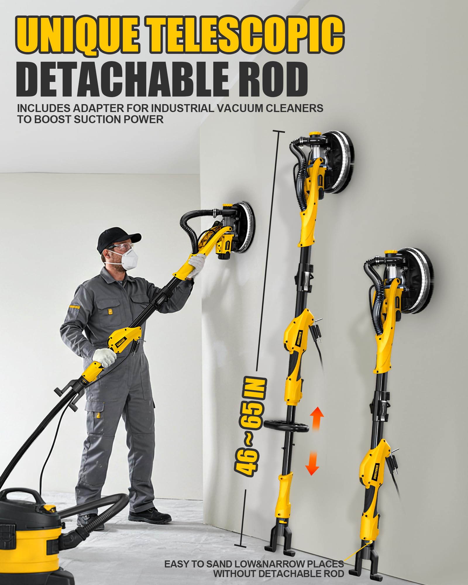ALLOY POWER drywall sander folded for compact storage and transport.