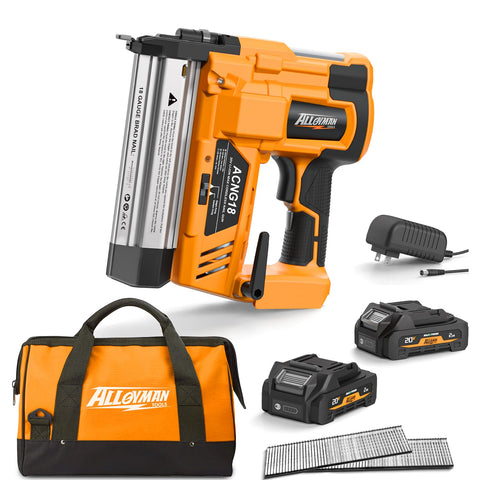 Alloyman 20V cordless brad nailer in action for upholstery projects.