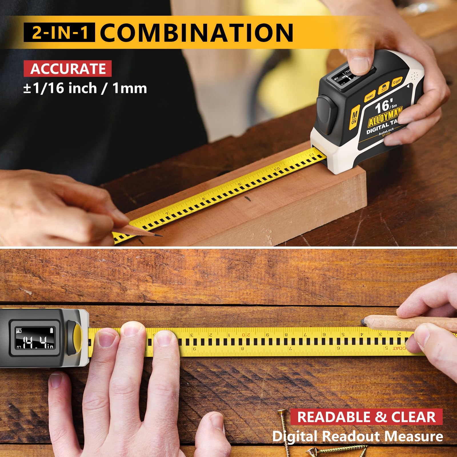 Alloyman tape measure magnetic hook enables solo measurements on metal surfaces
