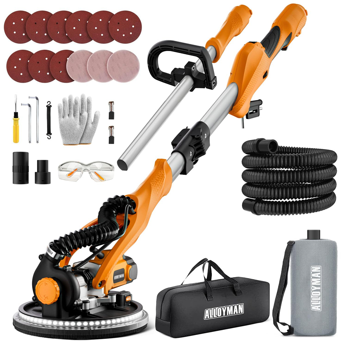 Alloyman drywall sander 1050W motor delivers powerful, efficient sanding.