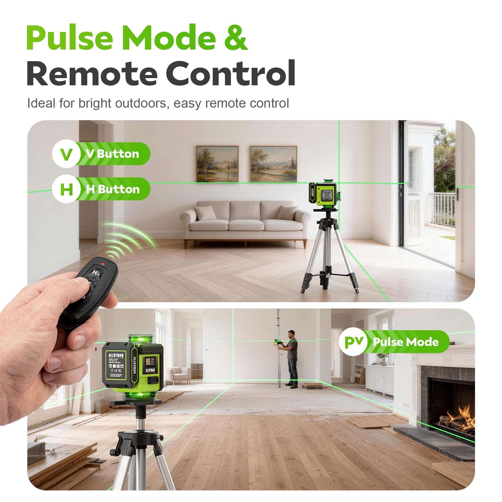 Alloyman Laser Level on height-adjustable tripod at multiple heights.