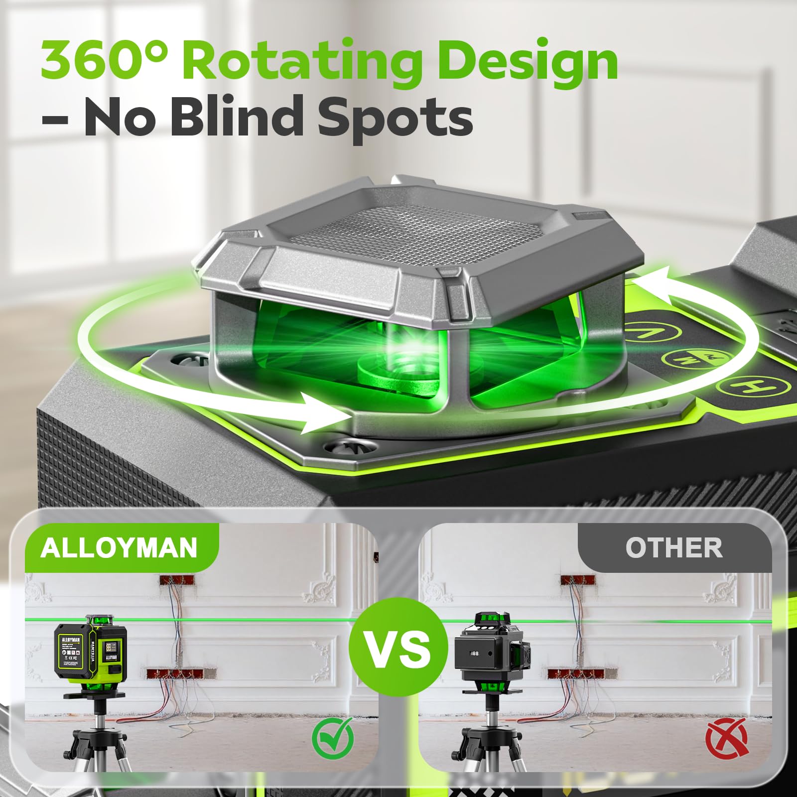Alloyman Laser Level in Outdoor Pulse mode with remote control.