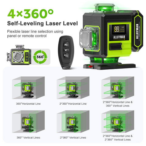 Alloyman Laser Level self-leveling indicator demonstrates automatic alignment.