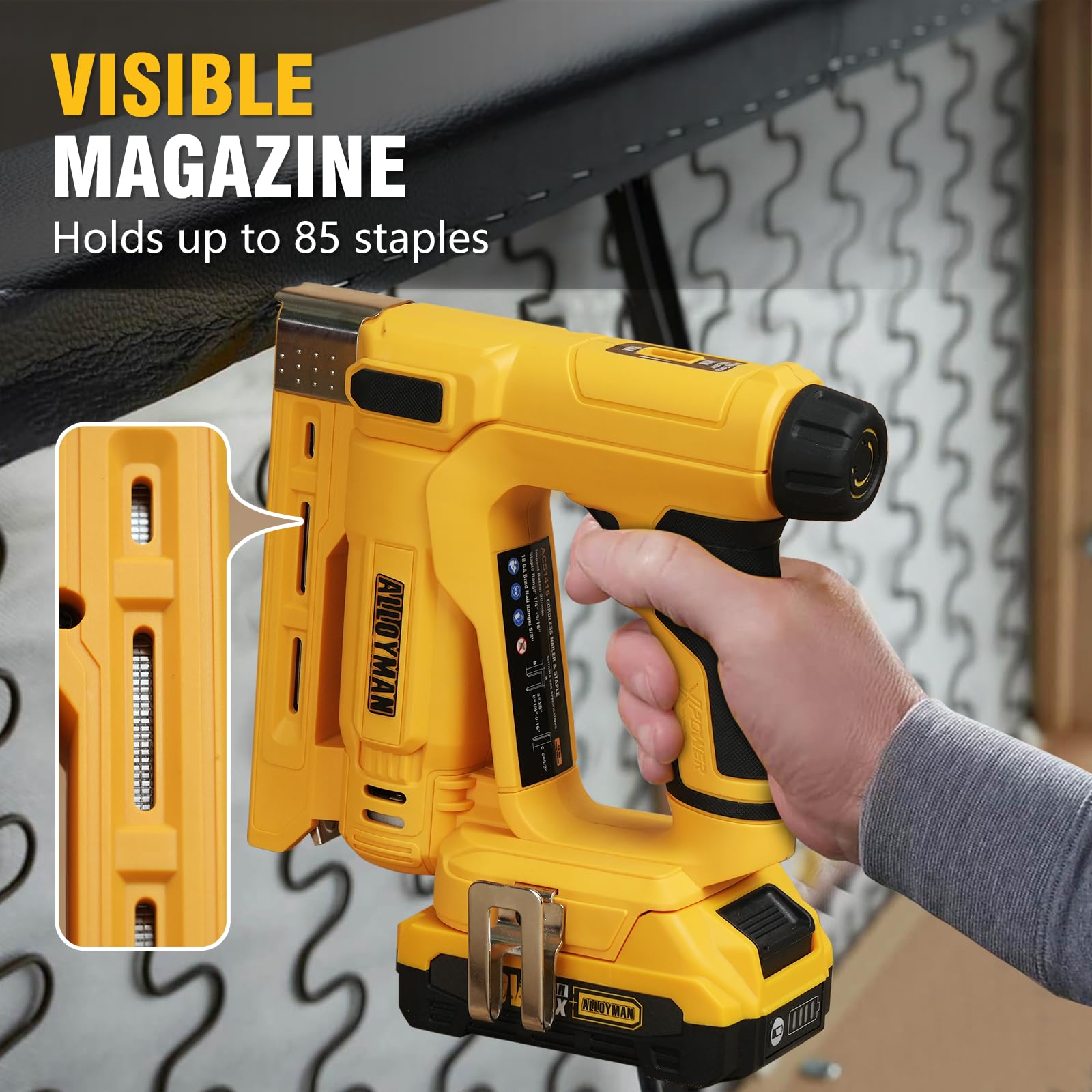 ALLOY POWER 20V battery with charger included for cordless convenience.