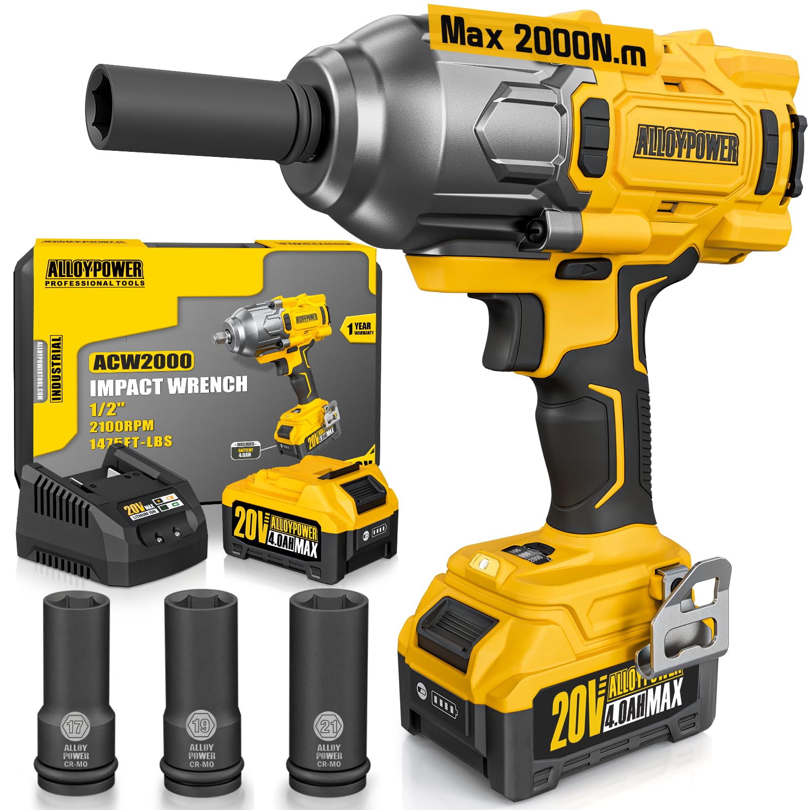 ALLOYPOWER cordless impact wrench delivering peak torque for stubborn lug nuts