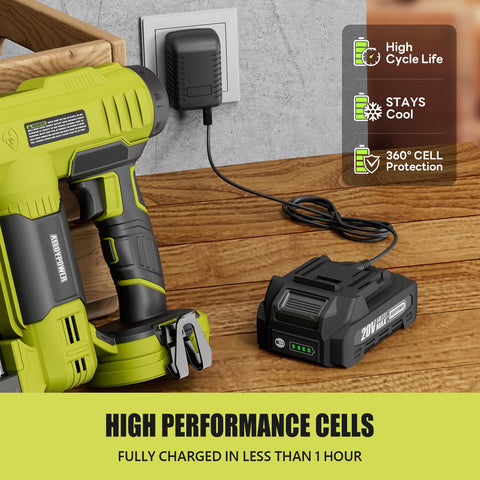 Alloy Power LED light aids visibility during precise nailing tasks.