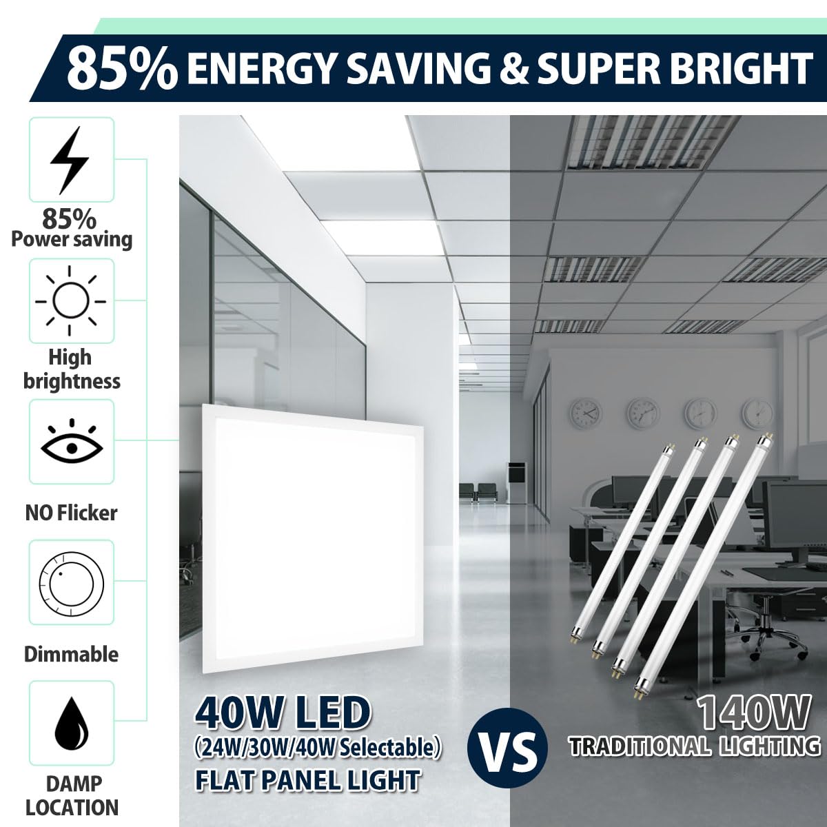Allsmartlife panel light installation options including surface, suspensions, and recessed.