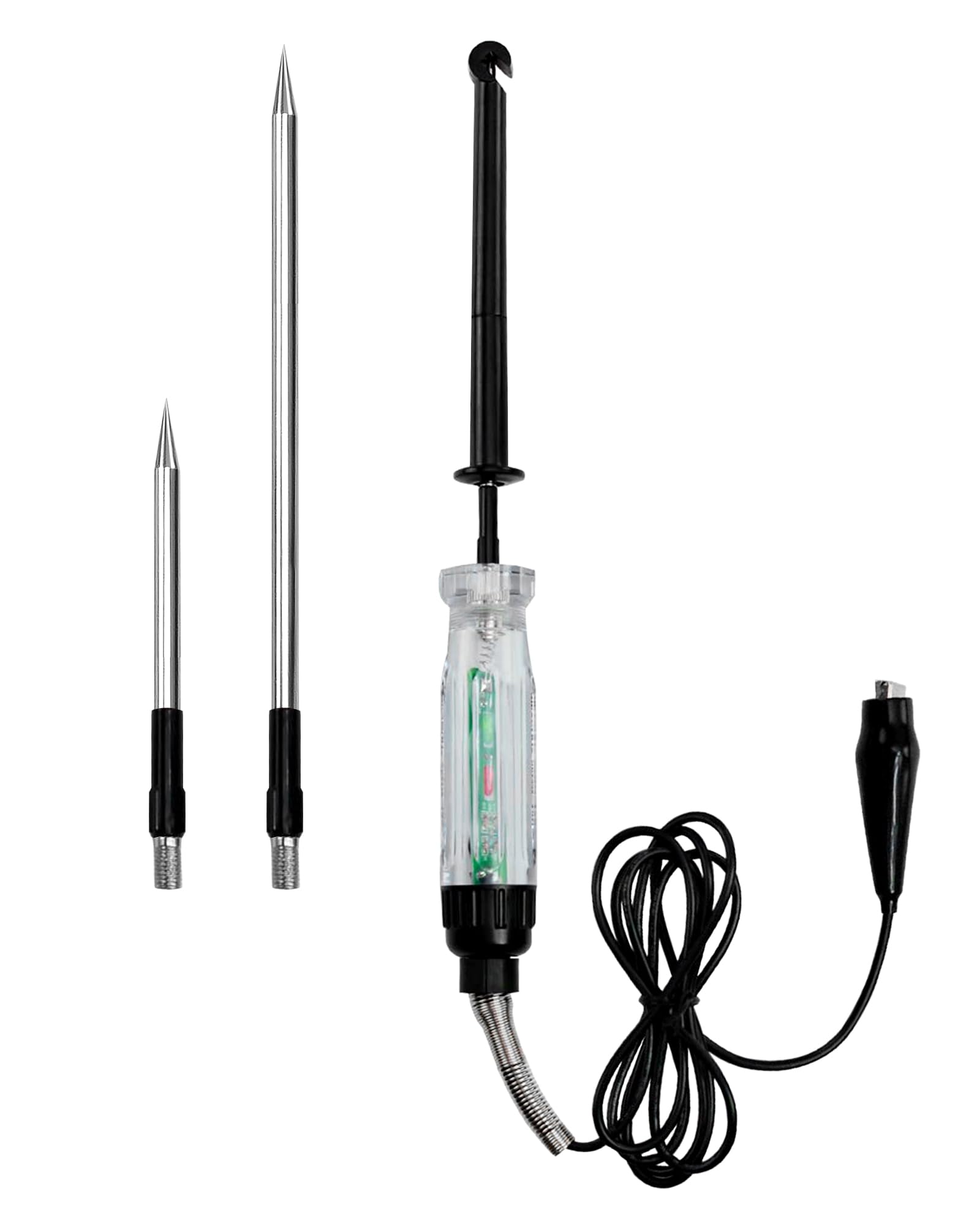 Allsun automotive wire-piercing tester used on a wire harness to identify circuit status