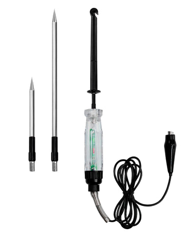 Allsun automotive wire-piercing tester used on a wire harness to identify circuit status