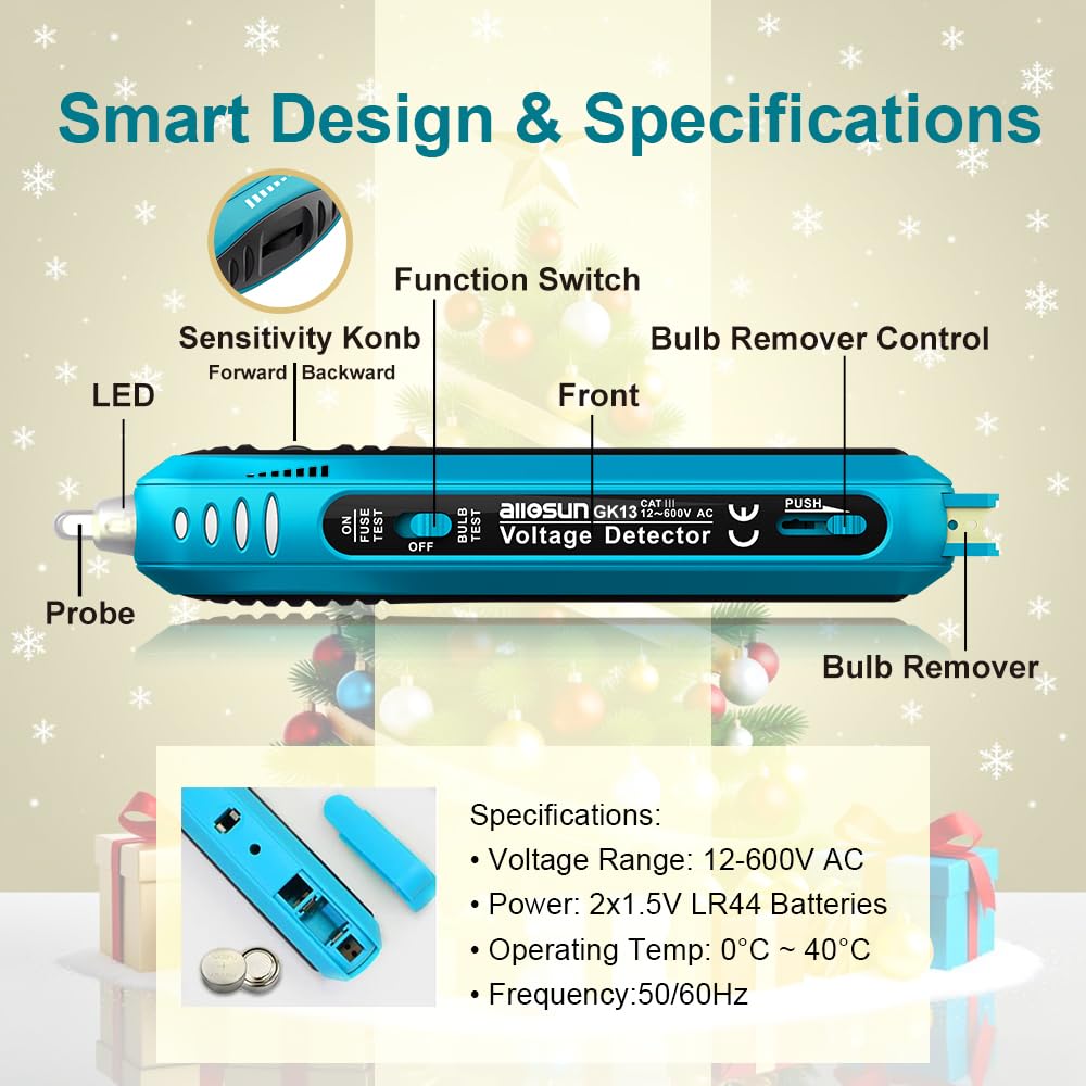 allsun bulb tester evaluates individual bulbs on a Christmas light string.