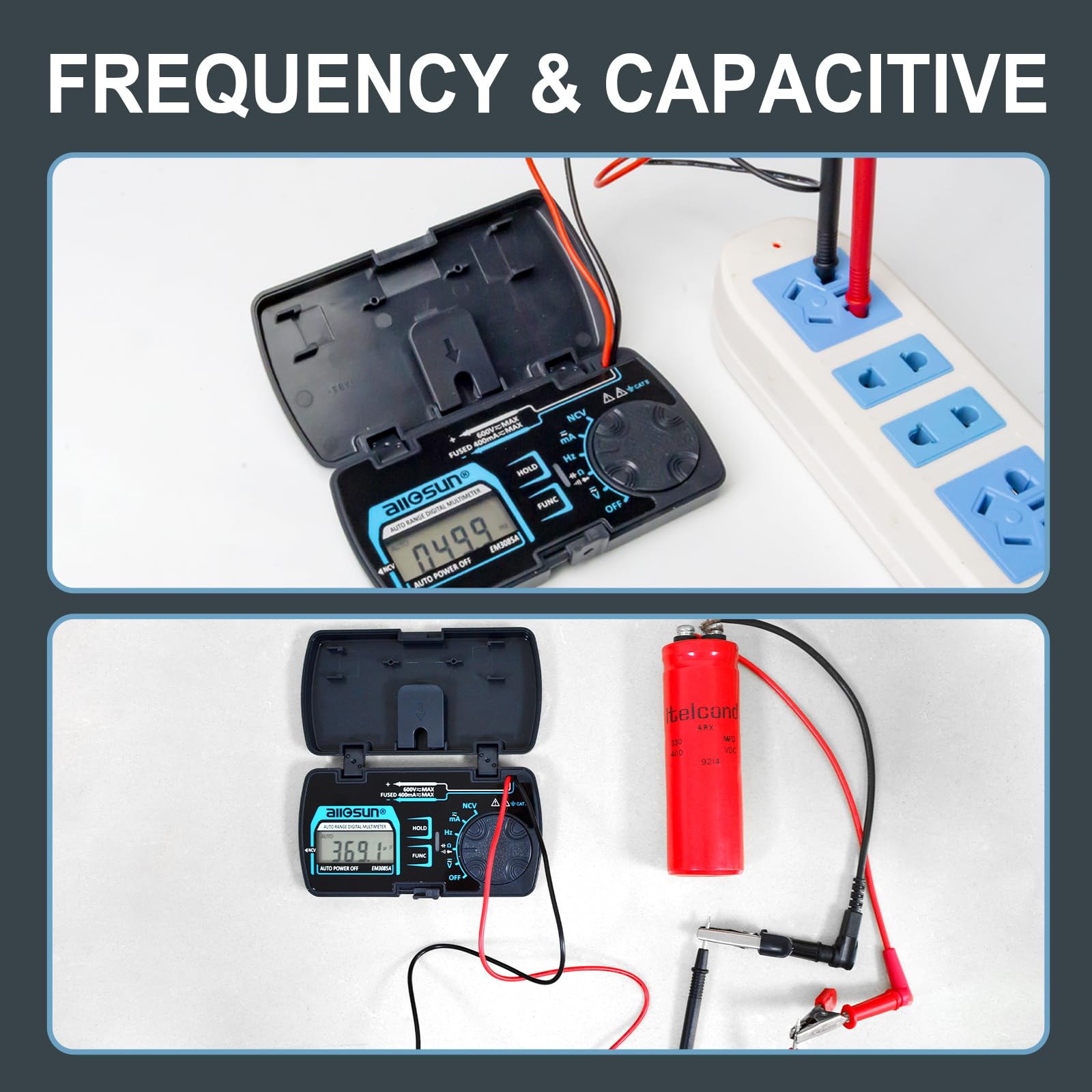 Allsun EM3085A NCV mode shows non-contact voltage sensing in use